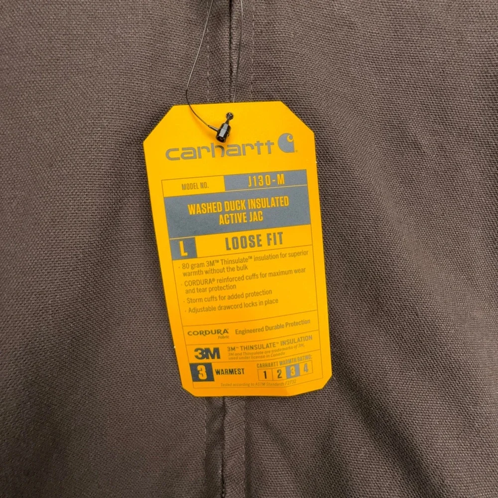 Carhartt Active Jac Washed Duck Insulated Mens Medium J130 Brown Hooded NWT